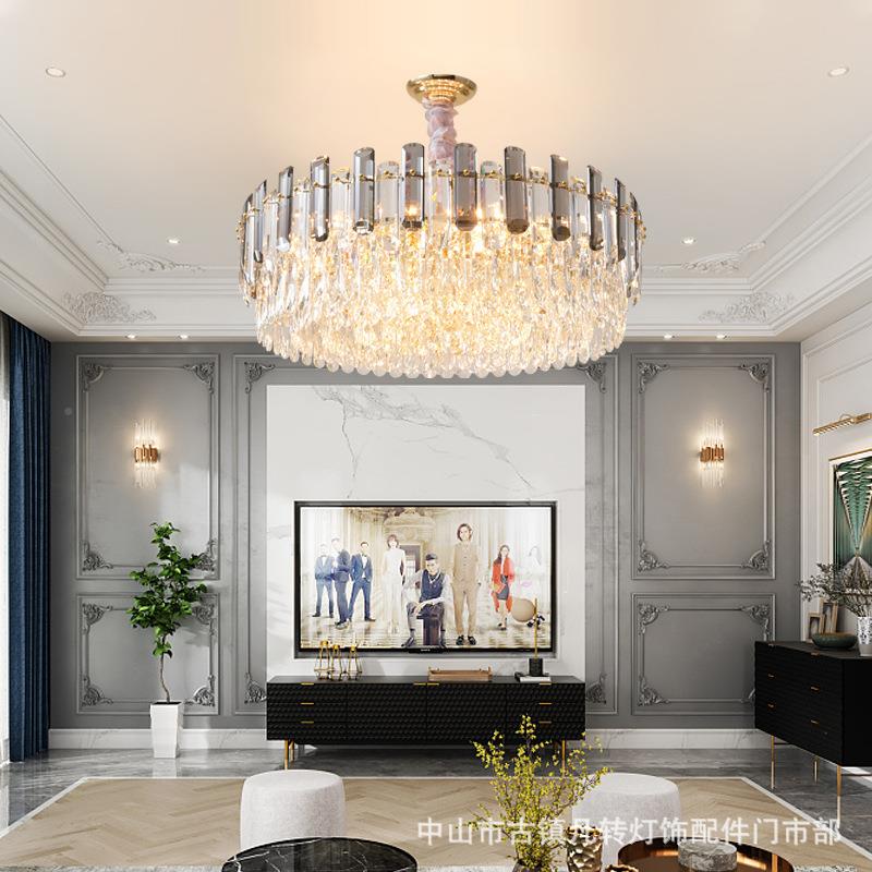 圆形后现代轻奢水晶厅灯2002年8253新款餐厅吊客大厅灯饰网红现代