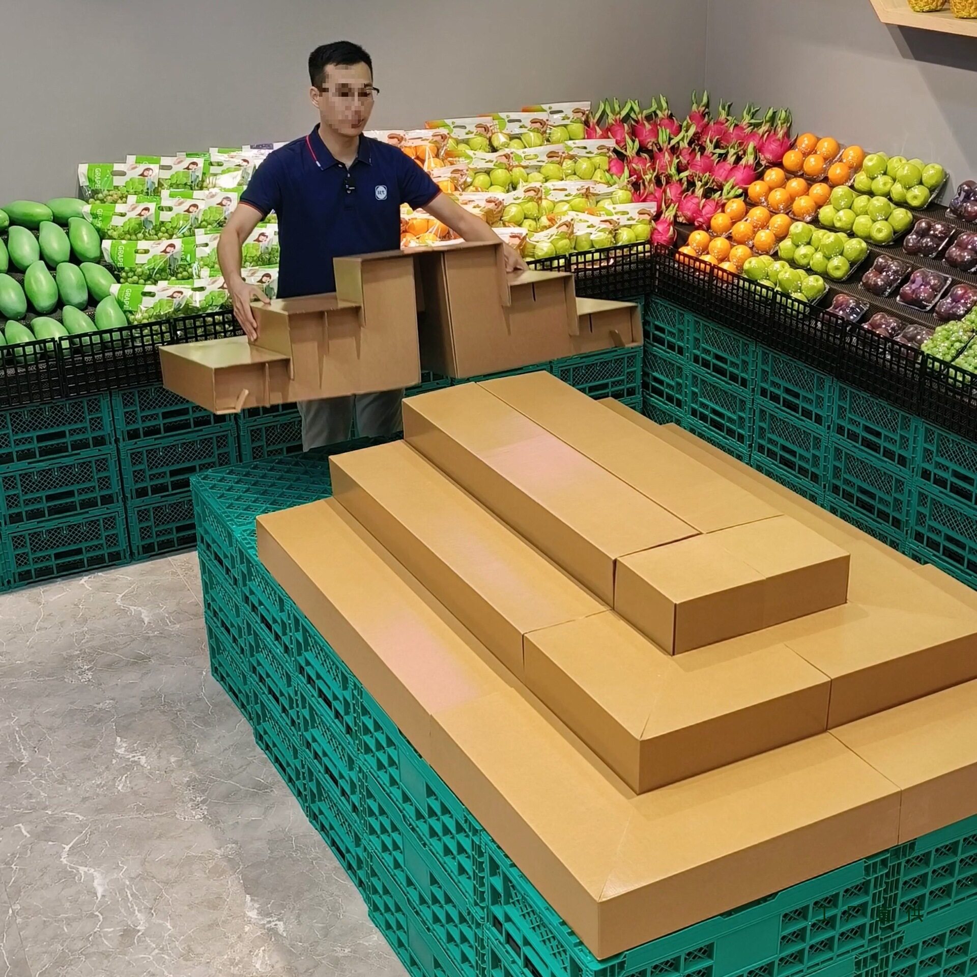 纸质便携阶梯超市货架