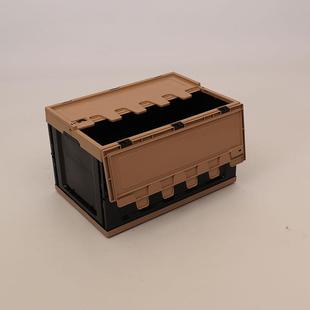 厚EKV咖色加600 340带盖折叠箱蔬菜水P折叠箱P大号塑胶物流折叠果
