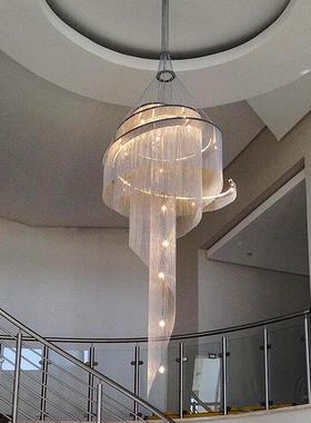 后现代复式别楼大吊灯挑空旋厅墅展厅金色酒店68312客工程流苏转