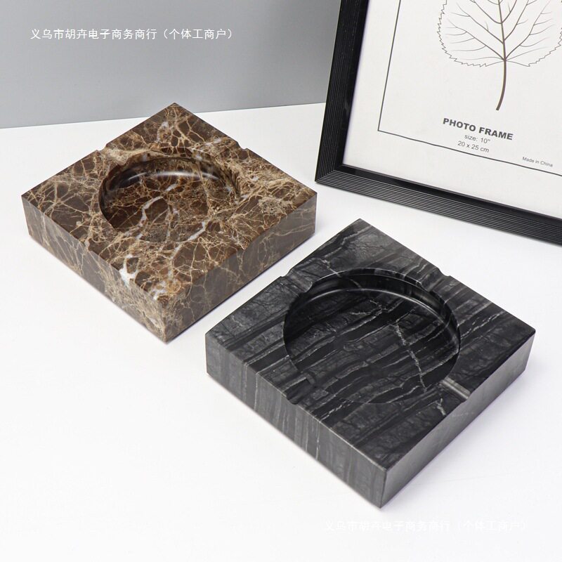 轻奢大理石欧式烟灰缸摆件