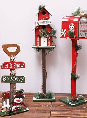 圣诞吧小装饰饰屋信箱AJO室内外摆酒商场学校摄影背景道具