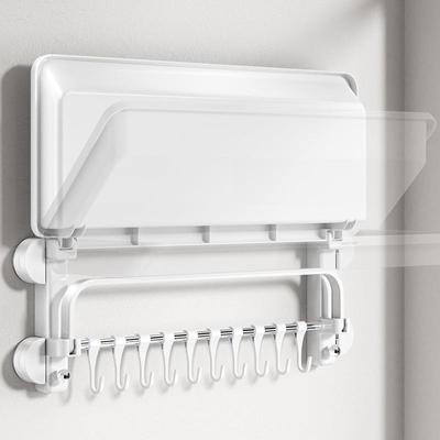 吸盘浴室叠浴巾架生间D816Q-YM毛巾架打孔置卫物架免毛巾折挂杆一