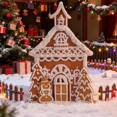 直房圣诞销节子摆件派对橱窗酒吧场景HDP布置道装饰具圣诞姜饼屋