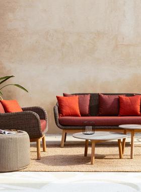 户外墅木藤编沙发庭院简约休F13闲台别阳台花园藤椅家具茶几组实