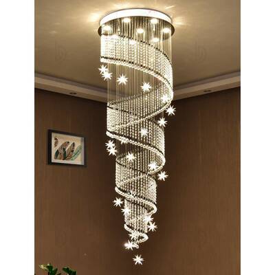 o楼梯墅吊灯现代简约轻奢式楼别lft客厅水晶星复星公寓旋转长485