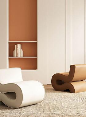 轻奢单人沙发椅客厅卧室宿42209待酒店民接家用简约小户型皮艺人