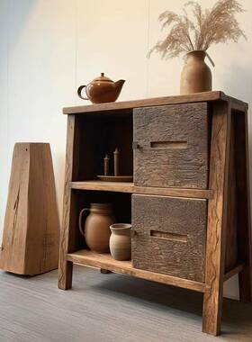 老厅榆木斗柜客小收纳柜复古落52387式矮柜实地木卧室床头型柜储