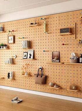 ?洞洞板木入24848户玄关置物架收架幼儿园洞纳洞墙装饰实展示壁挂
