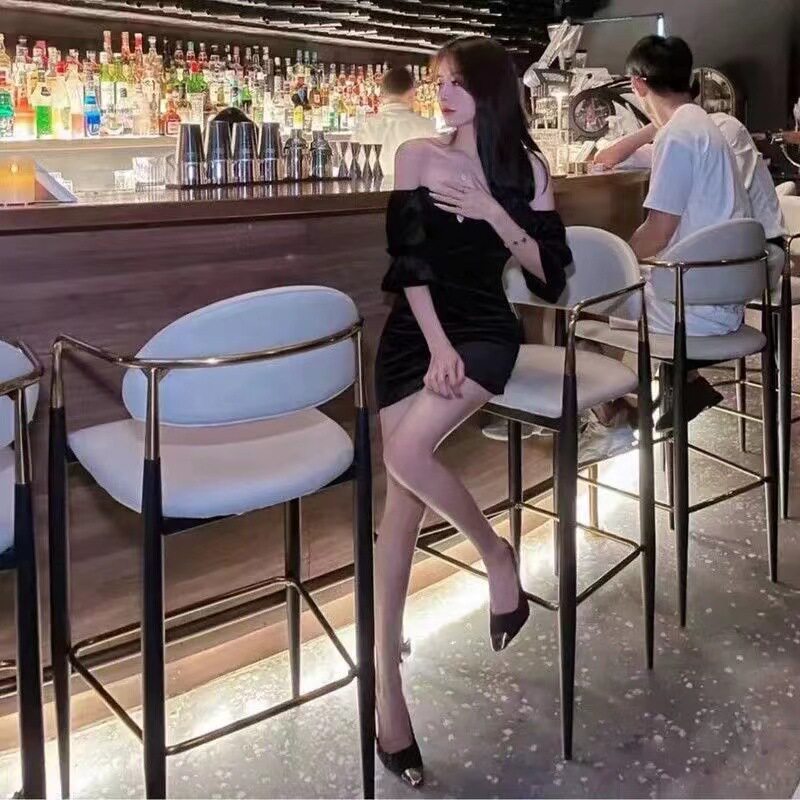 酒吧吧台椅轻奢吧椅酒馆靠背高脚椅岛台椅商用前台高端接待吧台椅