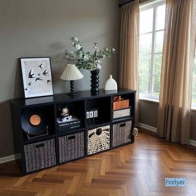 琅誉嘉克卡莱展黑色组柜格示子柜实木书柜客厅储靠墙一体自合9808