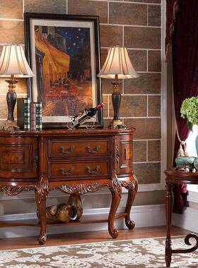 式美关桌实木玄关柜欧式半圆玄玄56535关台门厅装靠饰墙茶水储物