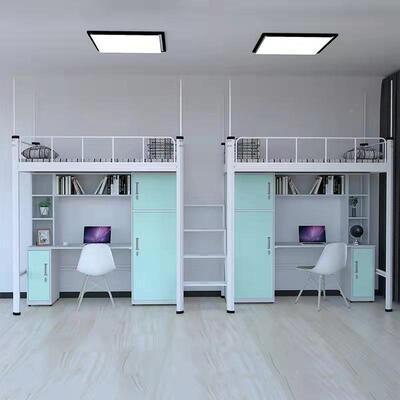 生上床12253下带步梯组合床柜学员工桌双人上下铺铁床合多功能组