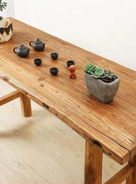 大板茶桌桌老榆用书木门板复古桌餐实木花艺桌吧GXD台民宿家茶楼