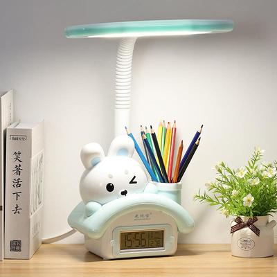 新款台灯护眼学筒习宿舍童书桌写ERB字台灯儿卧阅读室笔带钟表多