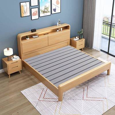 实木床主约卧家现代简1.8米双用床储物床JKN1.2米带灯经济人型出