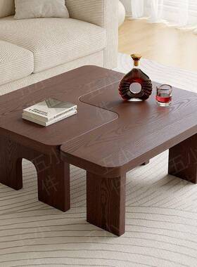 异简约现代木制形茶几合客厅BIF实用组古风木小户型创意桌面木实