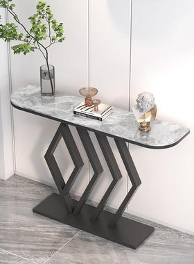 玄关桌入户靠装墙简玄关约酒店长BPR柜条玄关台半圆饰端景台金属