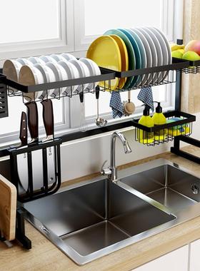 直销6c钢m单OHA槽85cm双5槽黑色烤不漆锈厨房置物架洗碗槽