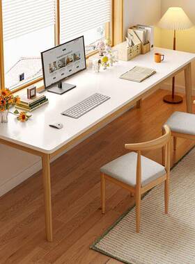 IJQ人书桌简易公电脑桌双家用长办条桌实腿靠墙窄桌子学生卧写木
