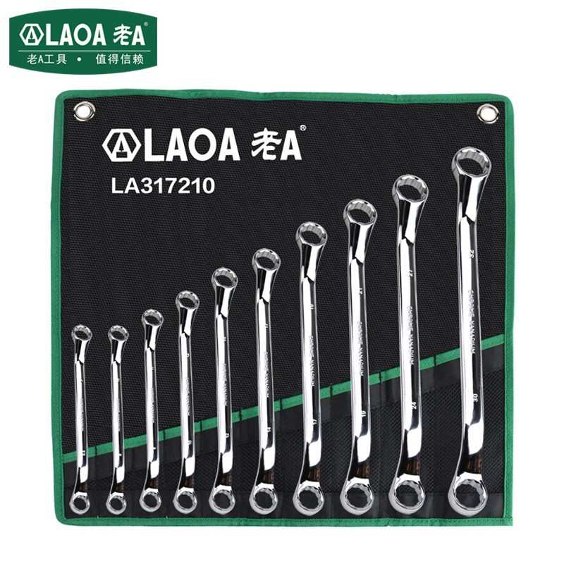 老A(LAOA)10件套镜面防滑双头梅花扳手组套5.5-32mm LA317210