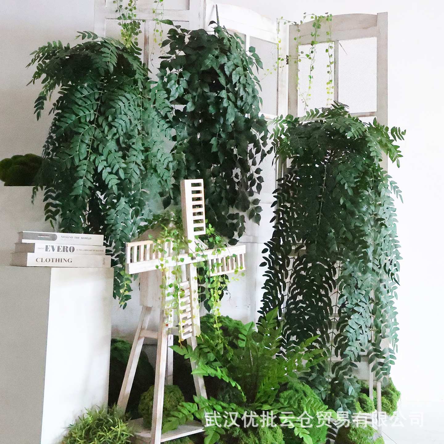 仿真绿植壁挂塑料假花藤条藤蔓室内植物墙面遮挡装饰吊兰摆设挂墙