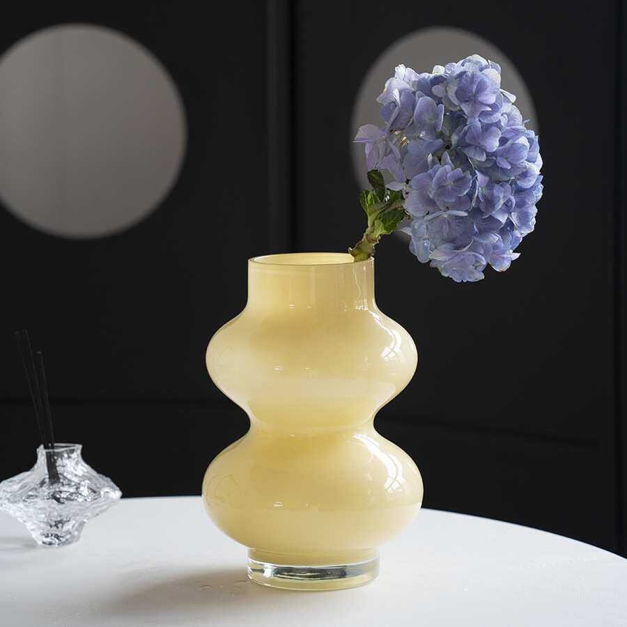 温柔奶油风葫芦玻璃花瓶摆件客厅插花鲜花仿真花花器高级感家居装