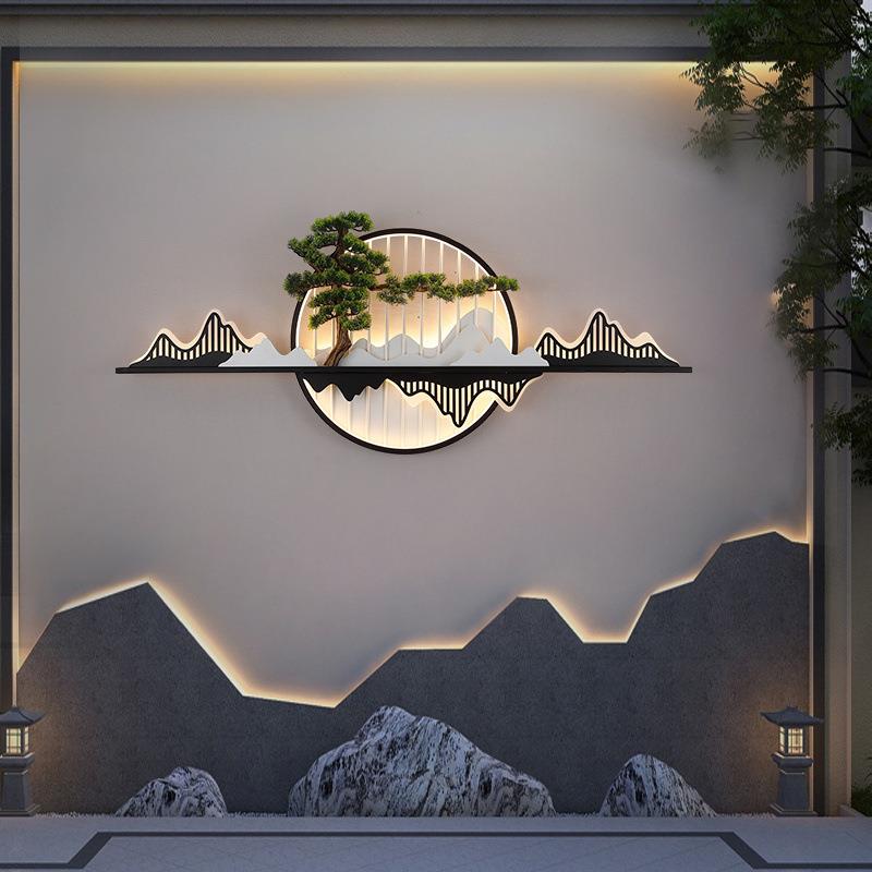 户外防水别墅庭院灯室外影壁墙灯新中式花园凉亭背景墙壁画灯装饰