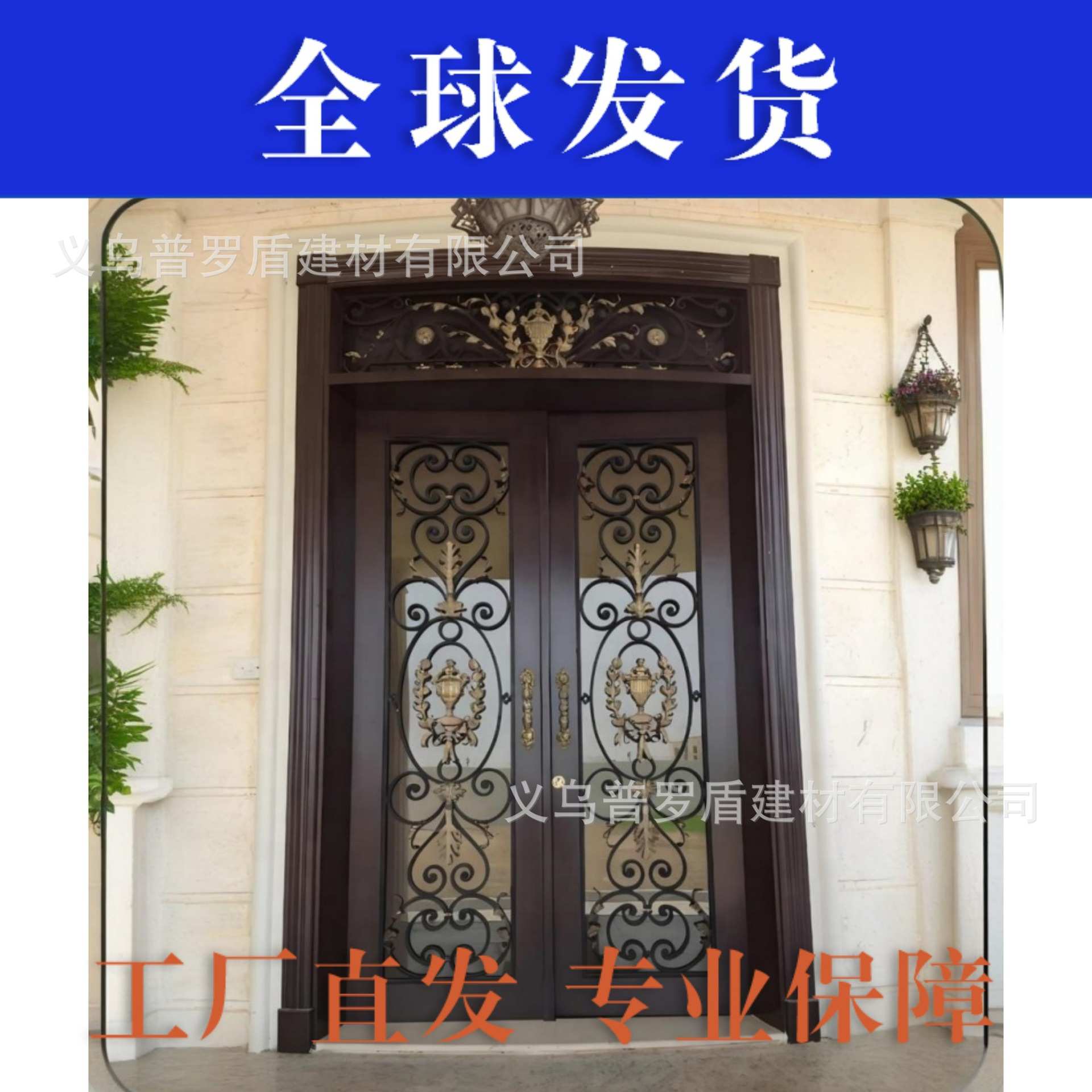 法国奢侈品店铺门透光门玻璃精致进户门入户门别墅设计复古铁门铁