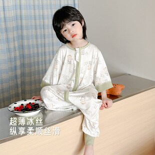 儿童睡袋夏季短袖婴儿防踢被A类抑菌宝宝薄款半袖凉感空调房睡衣
