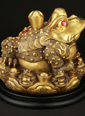 吉善堂 铜金蟾摆件 三足三脚金蝉蟾蜍蛤蟆店铺收银台招财工艺礼品