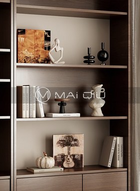 高级感中古实木家具软装饰品摆件组合电视柜酒柜高档侘寂风艺术品