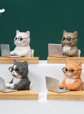 摸鱼猫 可爱创意橘猫咪办公桌面手办模型车内汽车摆件潮玩礼物
