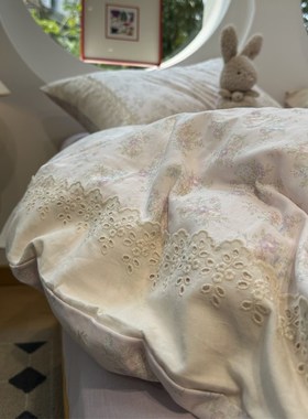 A类母婴级文艺少女心双层纱田园紫色小碎花纯棉四件套1.5m1.8全棉