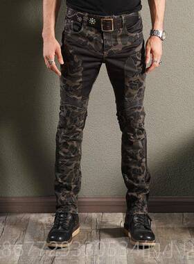 高档gly身bros夏季骑行裤女机服车防摔网眼透气修u机车牛仔裤男