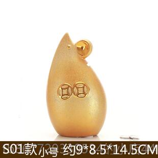 高档色陶摆瓷金猴子储蓄罐创意件大号金鼠金存钱罐工牛艺品家居装
