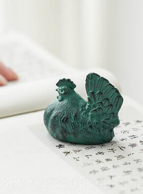 高档冈酉鸡 手铸铁文镇工件 日本进口摆高铁器 生肖鸡 镇纸书镇礼