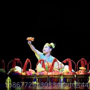 高档特色少舞蹈花挑花喜定庆节目花花演出儿服装制花篮道具花挑挑