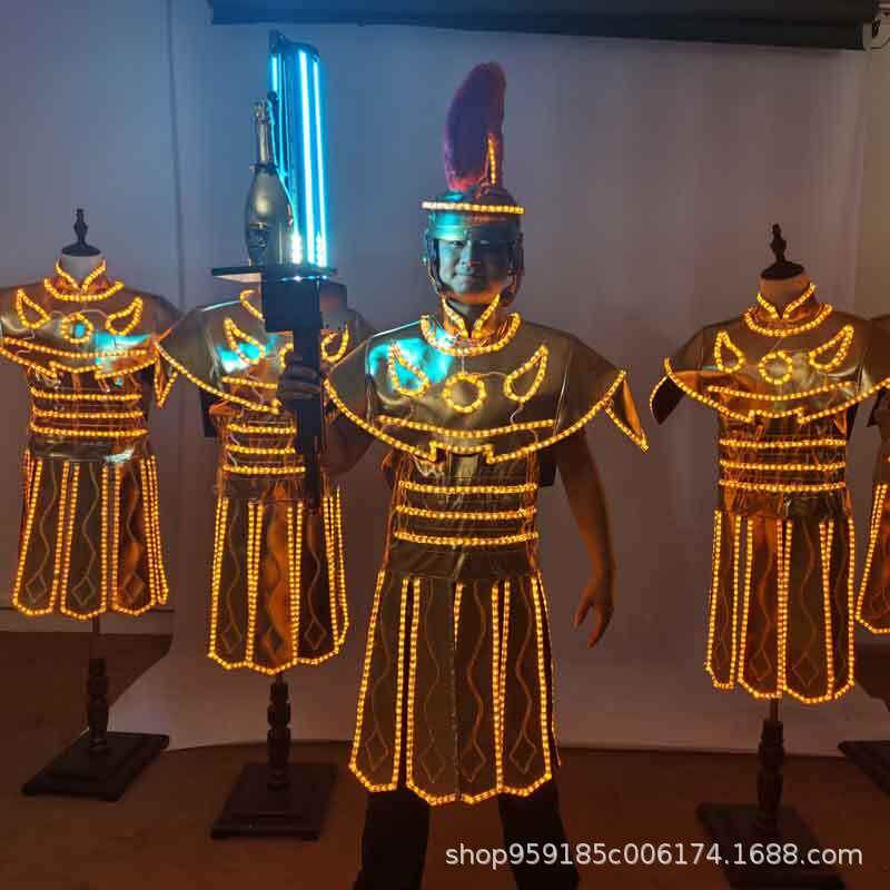 LED发光服酒吧出酒传送服夜店KTV气氛道具舞台演出服装黄金甲铠甲