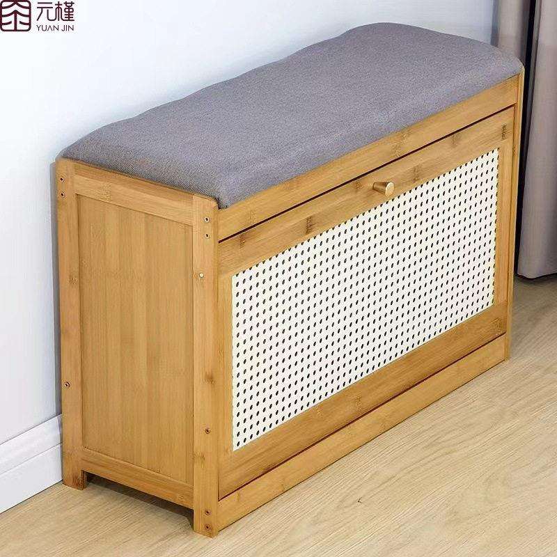 YUANJIN元槿/换鞋凳门口家用鞋柜坐凳一体翻斗式进门鞋架楠竹用料