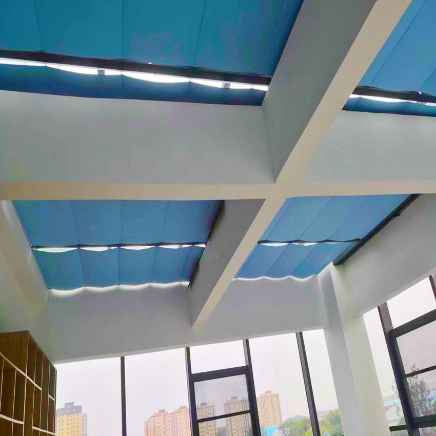 玻璃阳光房顶电动遮阳轨帘光顶OP-029采道式智能天棚帘可开专棚票