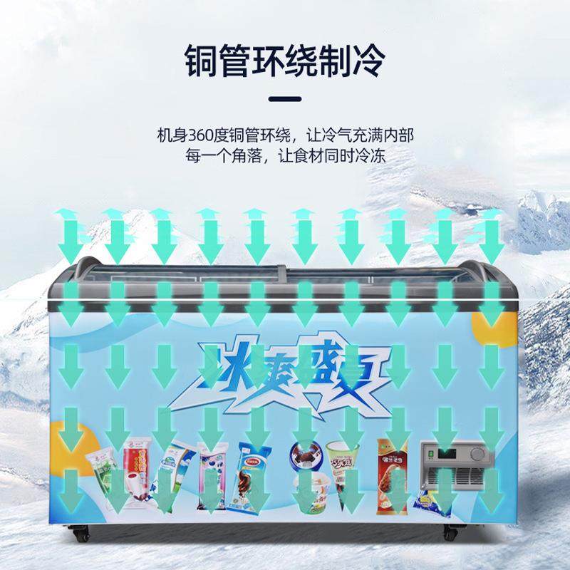 雪糕卧式展冰柜量商速用冷冻冰激淋保鲜柜水饺冻弧形314大容冷藏