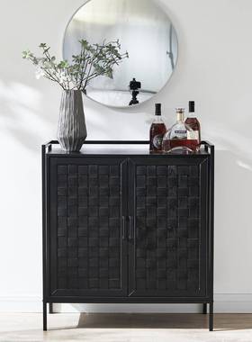 型板木式装酒拆32598柜小户餐厅收纳柜黑色实编制餐边柜