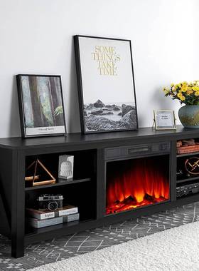 实木视柜家用客厅储OGF暖物柜嵌入式装取器壁饰炉仿真火电电视柜