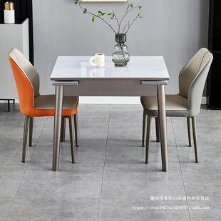 JWA可伸缩叠玉晶石餐桌椅组合小户型现折代简约家轻餐奢桌用实木