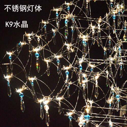 别墅空loft复式吊灯轻426楼奢水晶中空客挑厅店灯铺商铺餐厅挑高