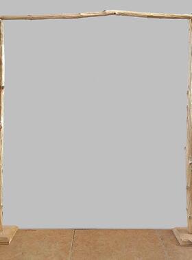 森系婚礼营皮原木去tj#u+fgu拱门花架花木架摄艺影落地陈列架地门