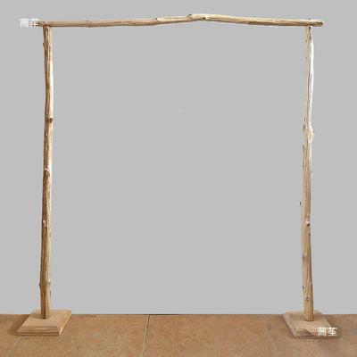 森系婚礼营皮原木去tj#u+fgu拱门花架花木架摄艺影落地陈列架地门