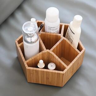 工厂六角形竹旋杂转收nz150纳制盒书房客厅办公室桌面多能物功储