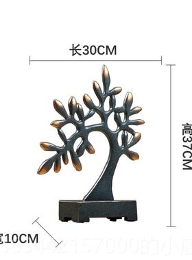 高档北居欧钱树摆件招财家客厅酒柜装品玄关电视摇柜摆设创饰意发